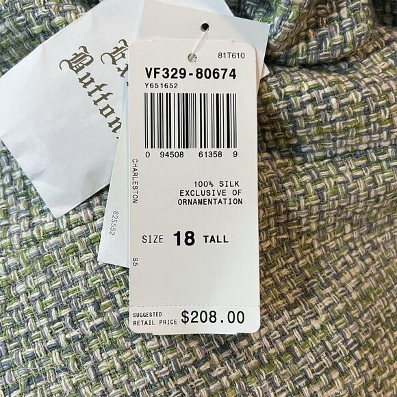 NWT Pendleton Womens sz 18 Blazer Green Mint Purple Silk Tweed Satin Lining - Picture 11 of 14